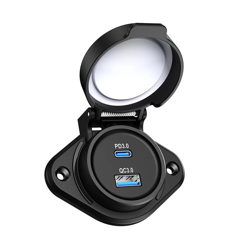 Bluejw 81W Waterproof Dual USB Car Charger: QC3.0 (36W) & PD 45W Type C - 12V/24V Fast Charging Socket for Automobile/Bus - Image 3